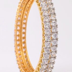 Elegant Gold and CZ Crystal Bangles